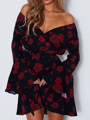 Robe Imprimée À Manches Longues Au-dessus Du Genou À La Mode Pour Femmes