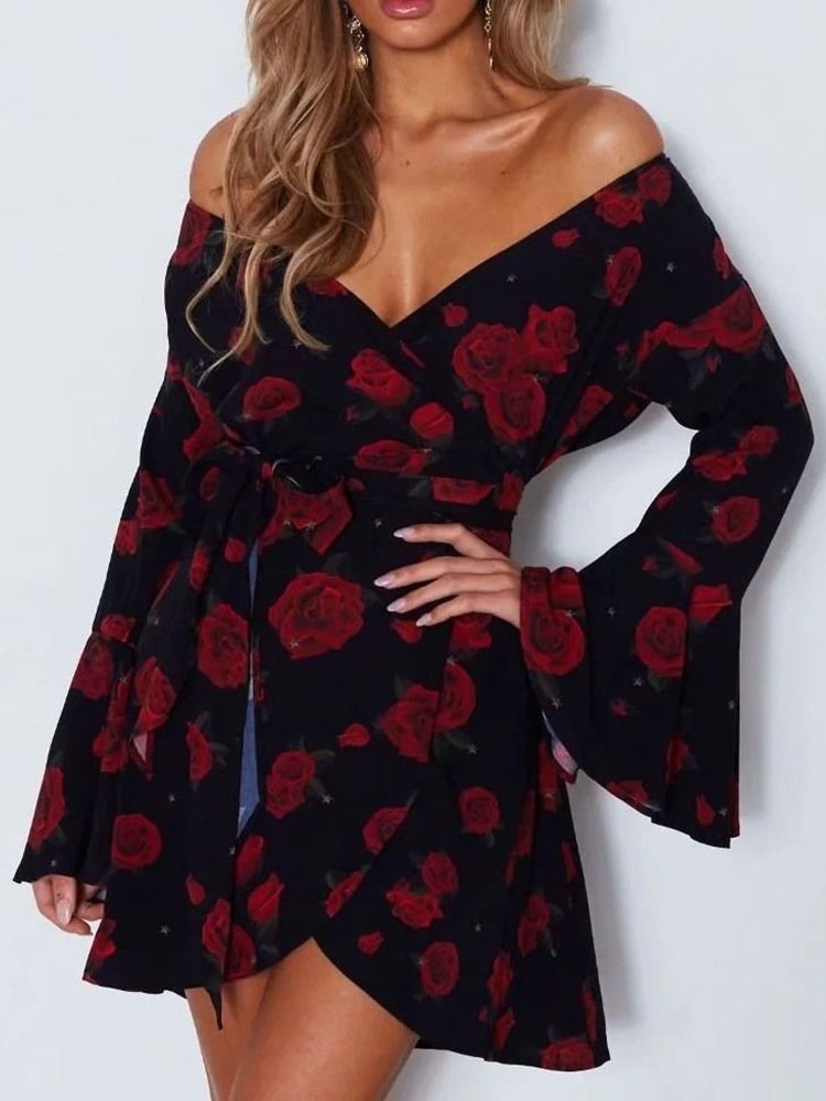 Robe Imprimée À Manches Longues Au-dessus Du Genou À La Mode Pour Femmes