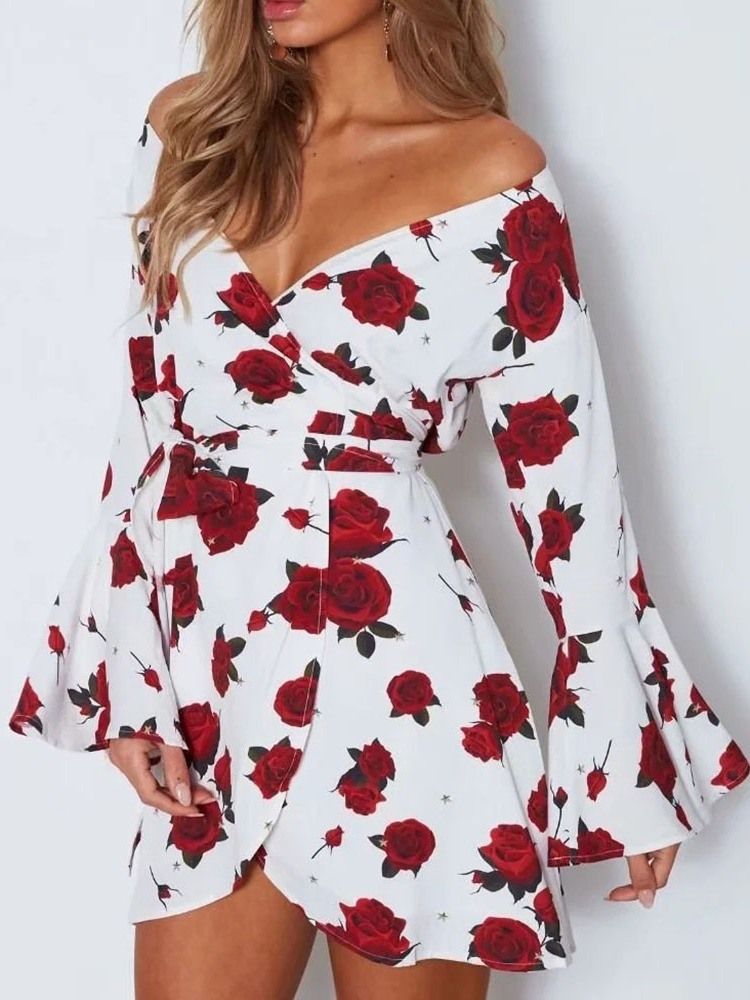 Robe Imprimée À Manches Longues Au-dessus Du Genou À La Mode Pour Femmes