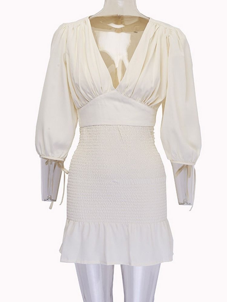 Robe À Manches Trois-quarts À Col En V Et À Encolure En V Pour Femmes