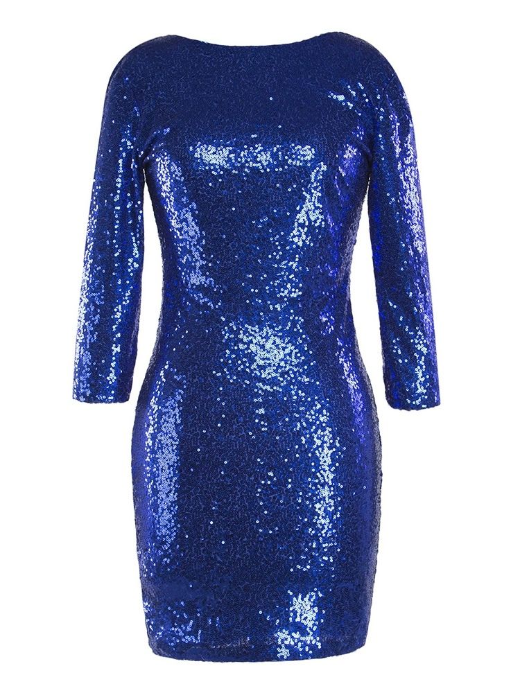 Robe Moulante À Manches Longues Et À Sequins Pour Femmes