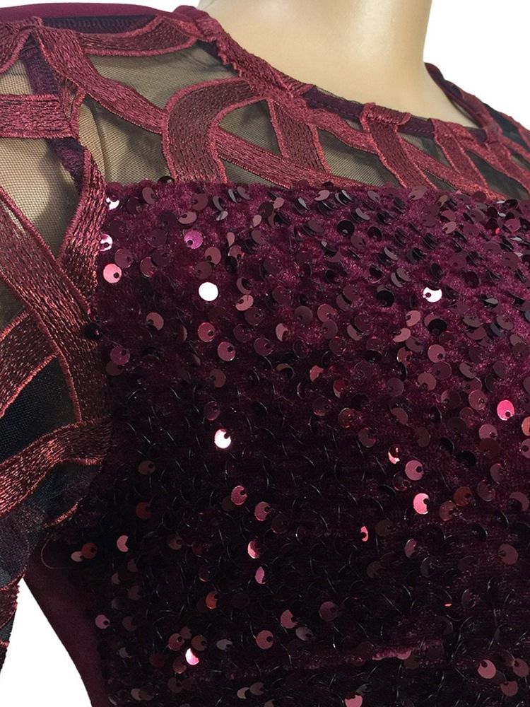 Robe Moulante Mi-longue À Sequins Pour Femmes