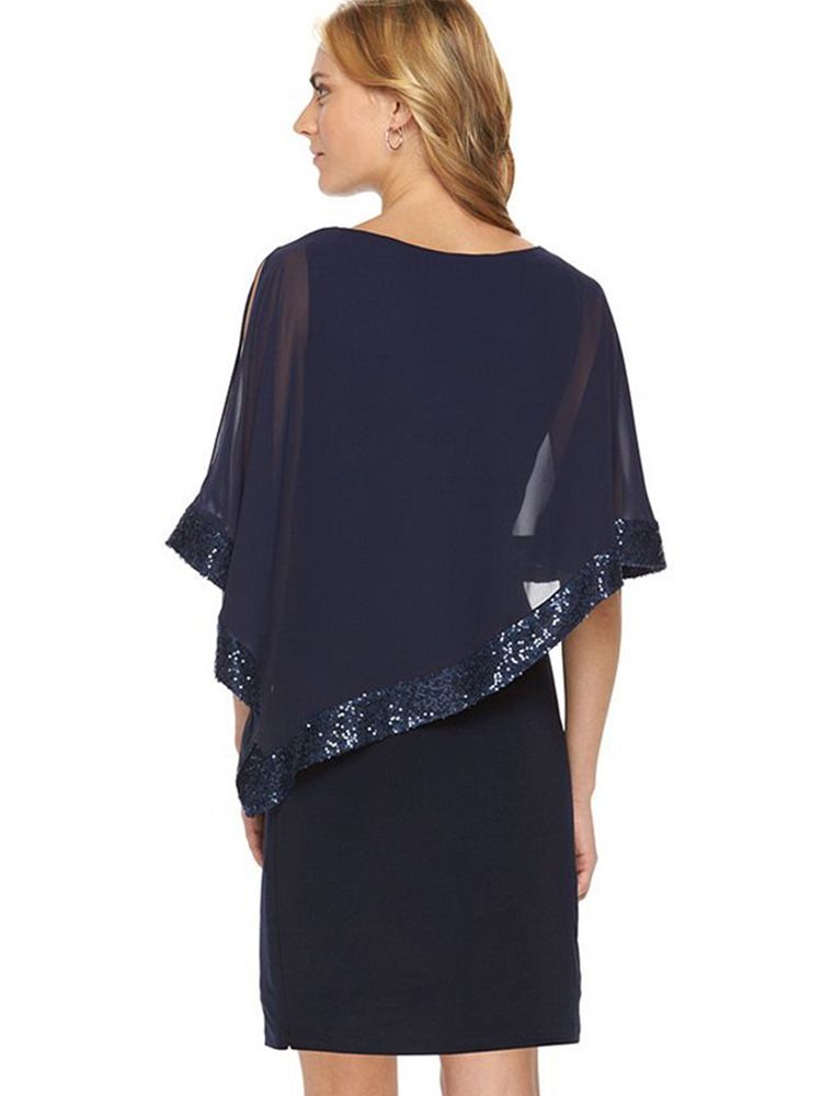 Robe Moulante En Patchwork De Sequins À Volants Pour Femmes