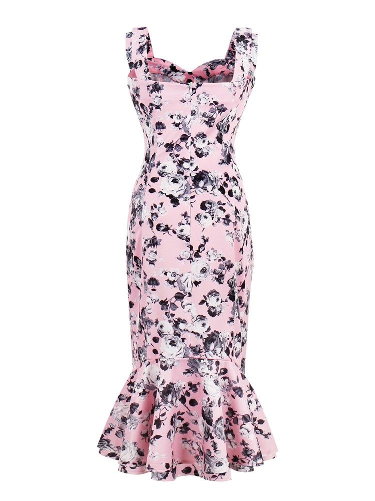 Robe Moulante Rose Sirène Pour Femme