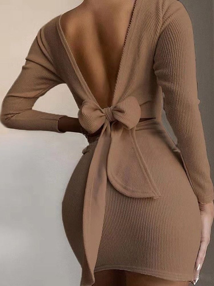 Robe Moulante Sexy À Manches Longues Au-dessus Du Genou Pour Femmes