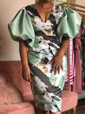 Robe Moulante À Taille Haute Et À Manches Longues Pour Femmes