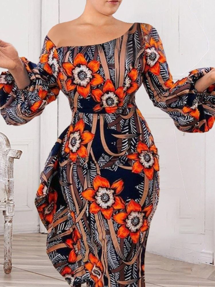 Robe Moulante À Taille Haute À Manches Longues Et À Manches Mi-mollet Pour Femmes