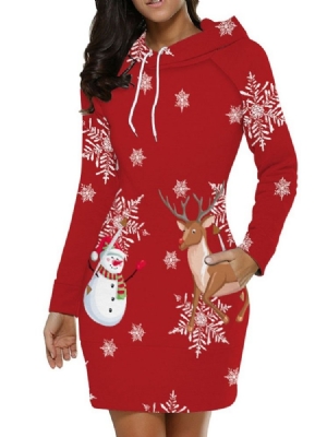 Robe De Noël À Capuche Et Taille Moyenne Pour Femmes Au-dessus Du Genou