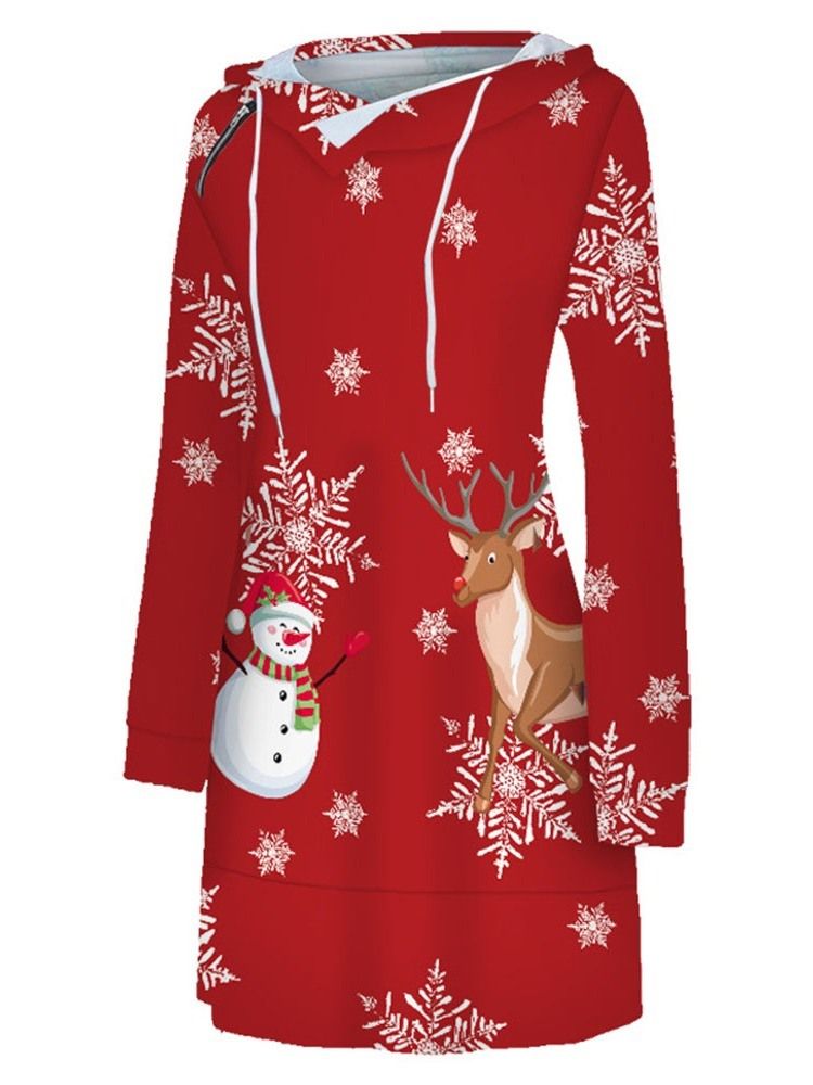 Robe De Noël À Capuche Et Taille Moyenne Pour Femmes Au-dessus Du Genou