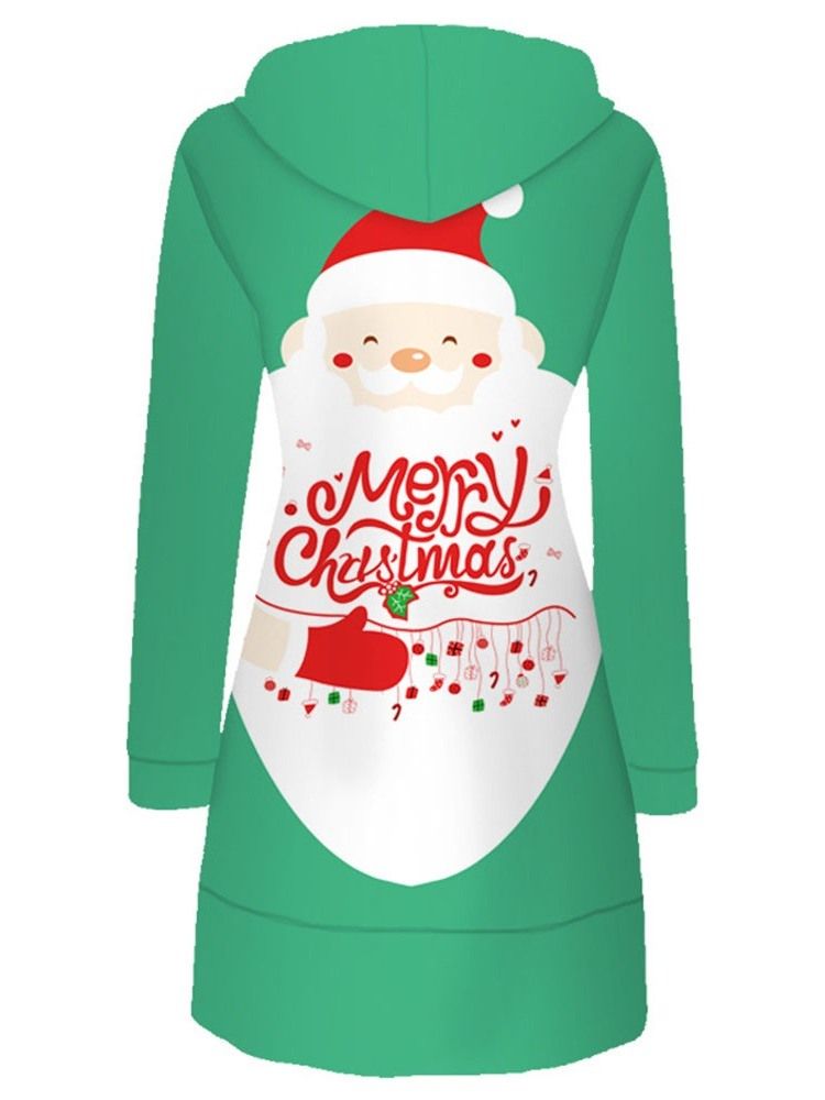 Robe De Noël À Capuche Imprimée Au-dessus Du Genou Pour Femme