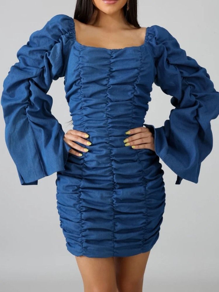 Robe Plissée Taille Haute À Épaules Dénudées Pour Femmes Au-dessus Du Genou