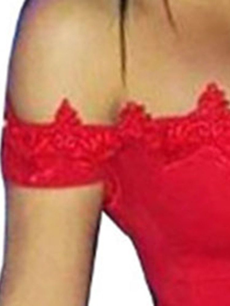 Robe Pull Moulante En Dentelle À Manches Courtes Et Épaules Dénudées Pour Femmes