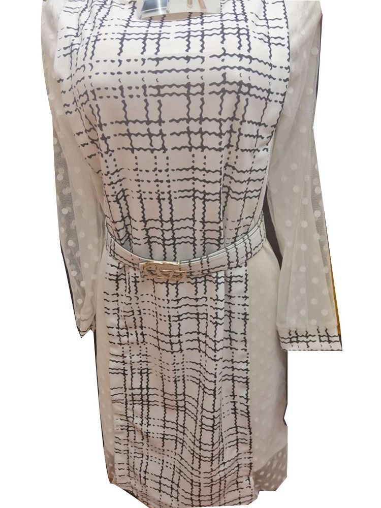 Robe Régulière À Carreaux En Maille Patchwork Au-dessus Du Genou Pour Femmes