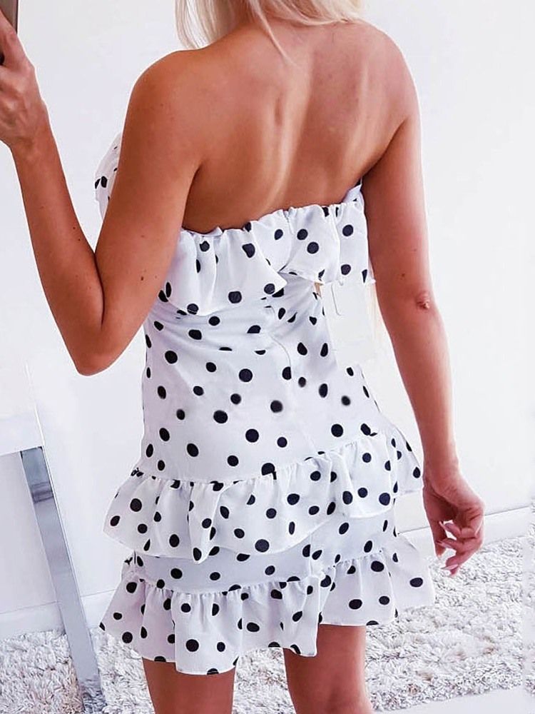 Robe Sans Manches Plissée Au-dessus Du Genou À Pois Pour Femmes