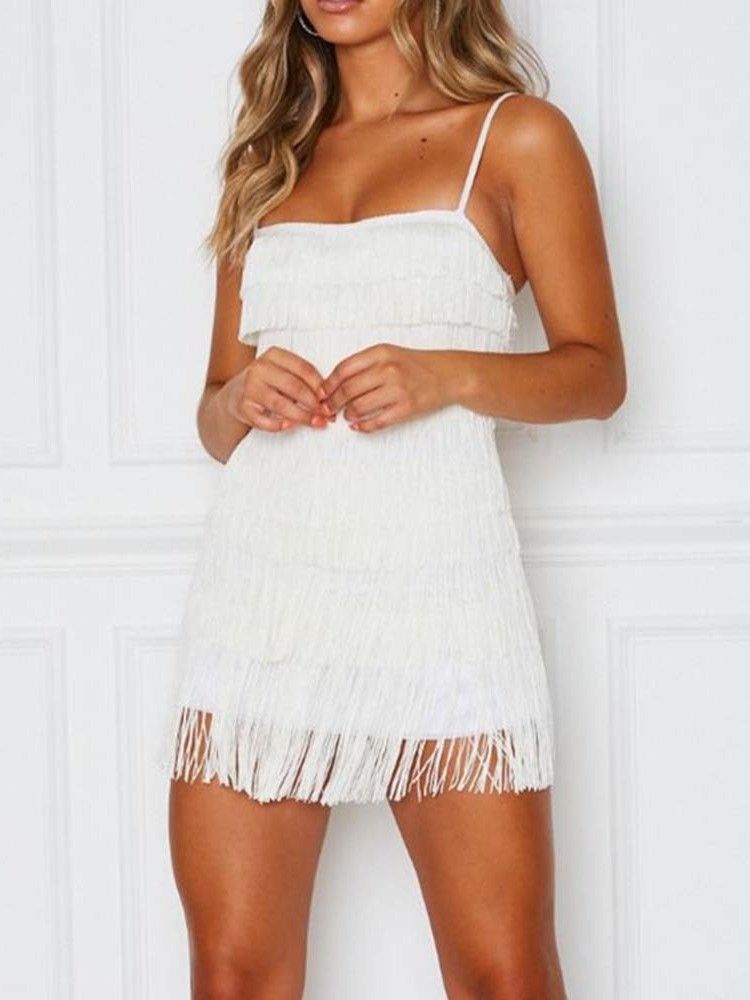 Robe Sexy À Bretelles Spaghetti Sans Manches Au-dessus Du Genou Pour Femmes