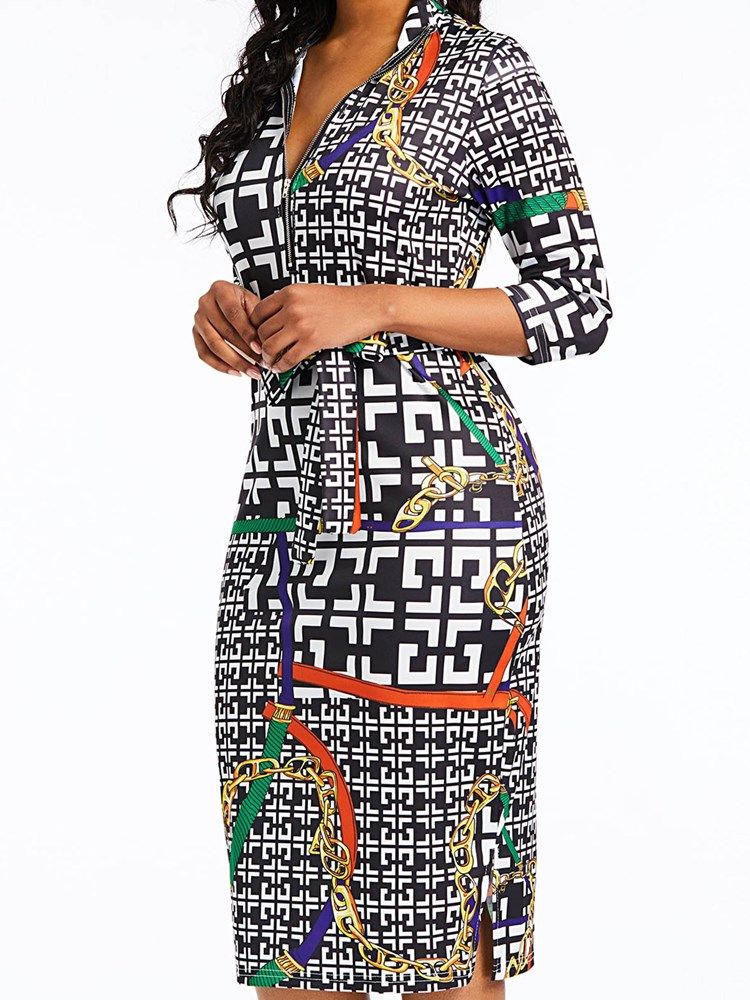 Robe Sexy Moulante À Col En V Et Imprimé Africain Pour Femmes