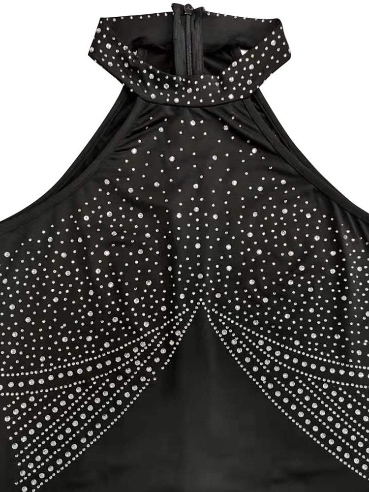 Robe Sexy Sans Manches En Diamant À Mi-mollet Pour Femmes