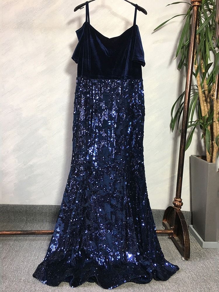 Robe De Sirène À Manches Courtes Et Longueur Au Sol Pour Femmes