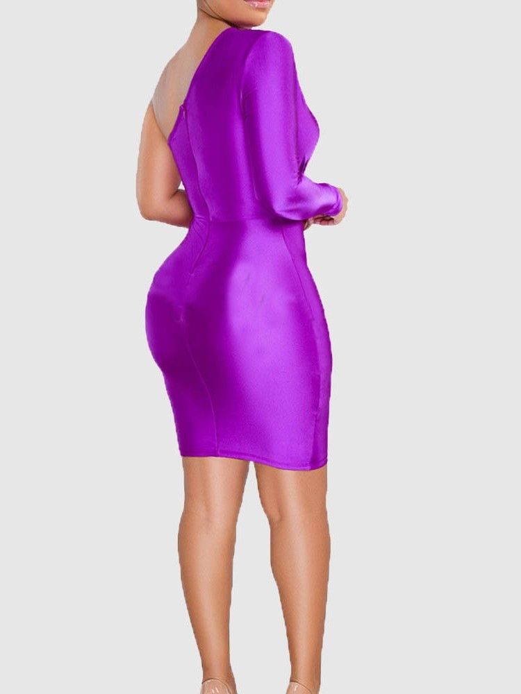 Robe Taille Haute Plissée À Manches Longues Pour Femmes