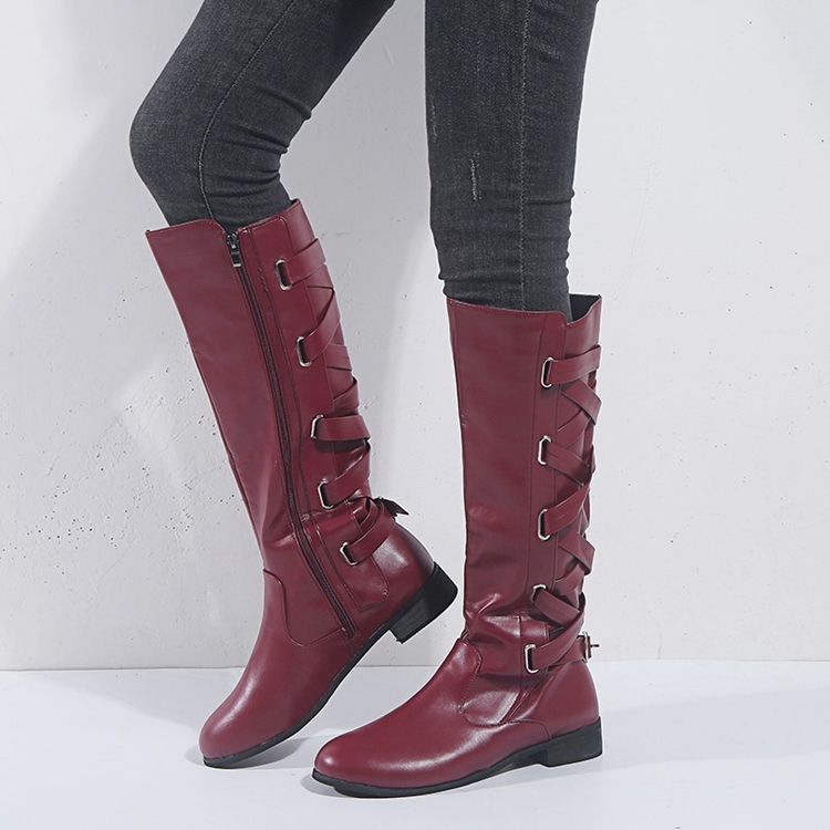 Bottes À Bout Rond Et À Talons Carrés Pour Femmes