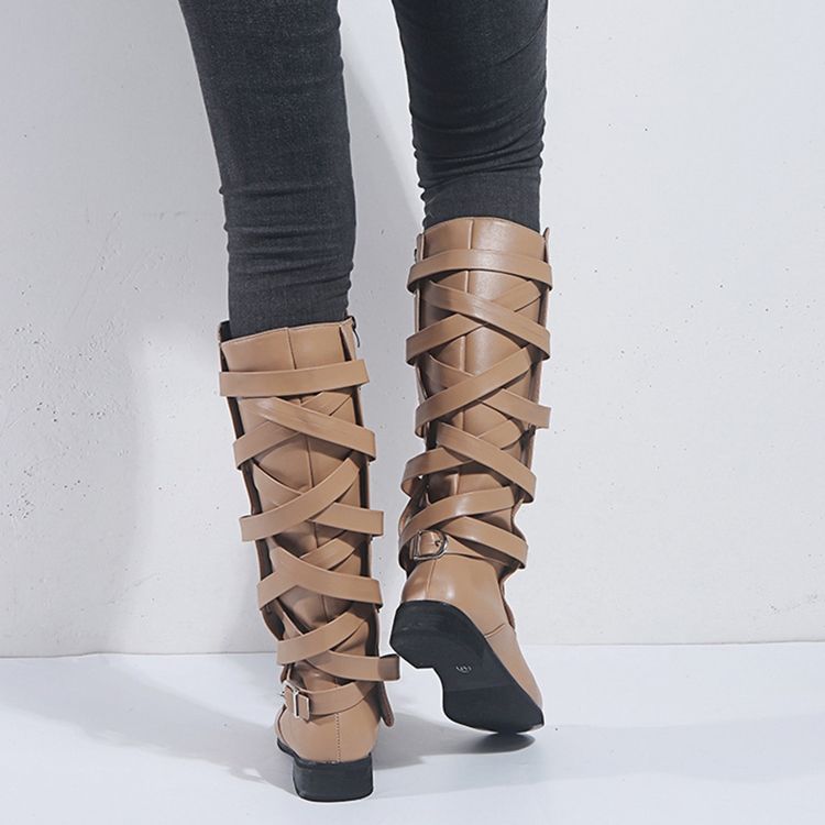 Bottes À Bout Rond Et À Talons Carrés Pour Femmes