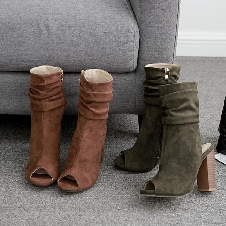 Bottes Creuses À Bout Ouvert Et À Glissière Latérale Pour Femmes