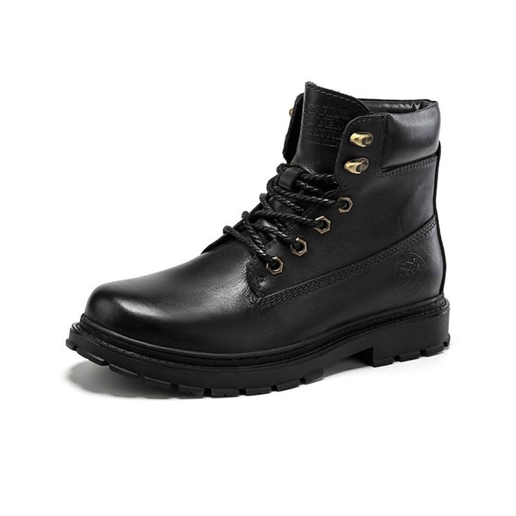 Bottes En Cuir À Bout Rond Et À Lacets Pour Hommes