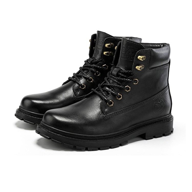 Bottes En Cuir À Bout Rond Et À Lacets Pour Hommes