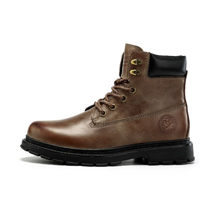 Bottes En Cuir À Bout Rond Et À Lacets Pour Hommes