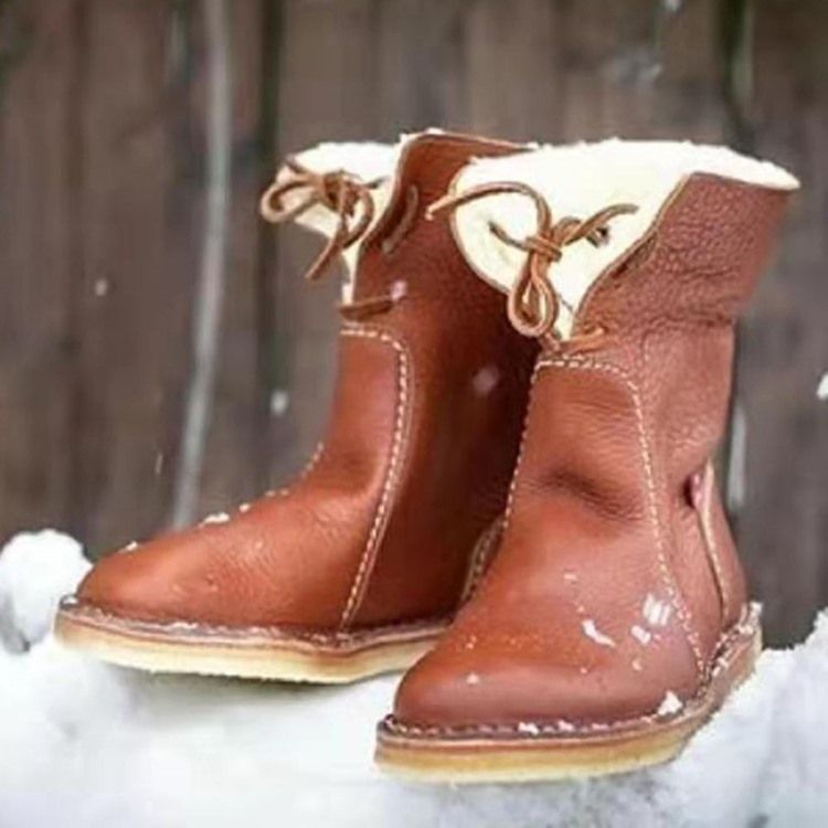 Bottes Décontractées À Lacets Sur Le Devant À Talons Carrés Pour Femmes