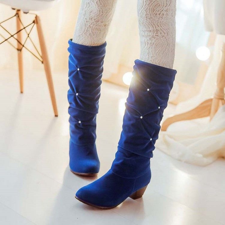 Bottes Pour Femmes À Bout Rond Et À Enfiler En Strass