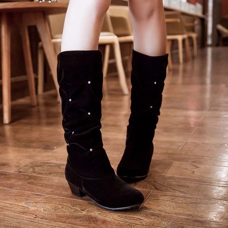 Bottes Pour Femmes À Bout Rond Et À Enfiler En Strass