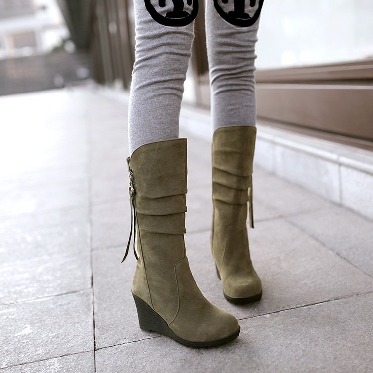 Bottes Pour Femmes À Bout Rond Et À Talon Compensé