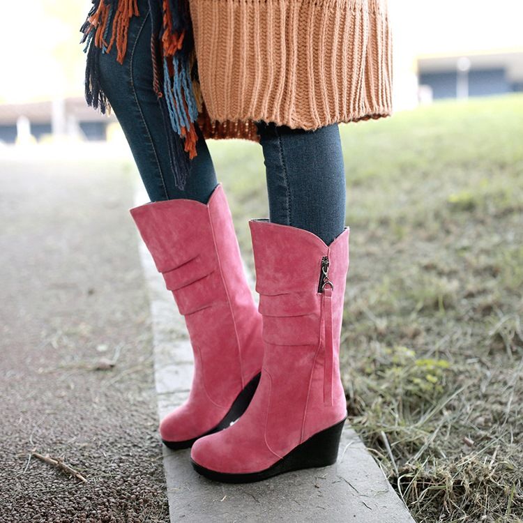 Bottes Pour Femmes À Bout Rond Et À Talon Compensé