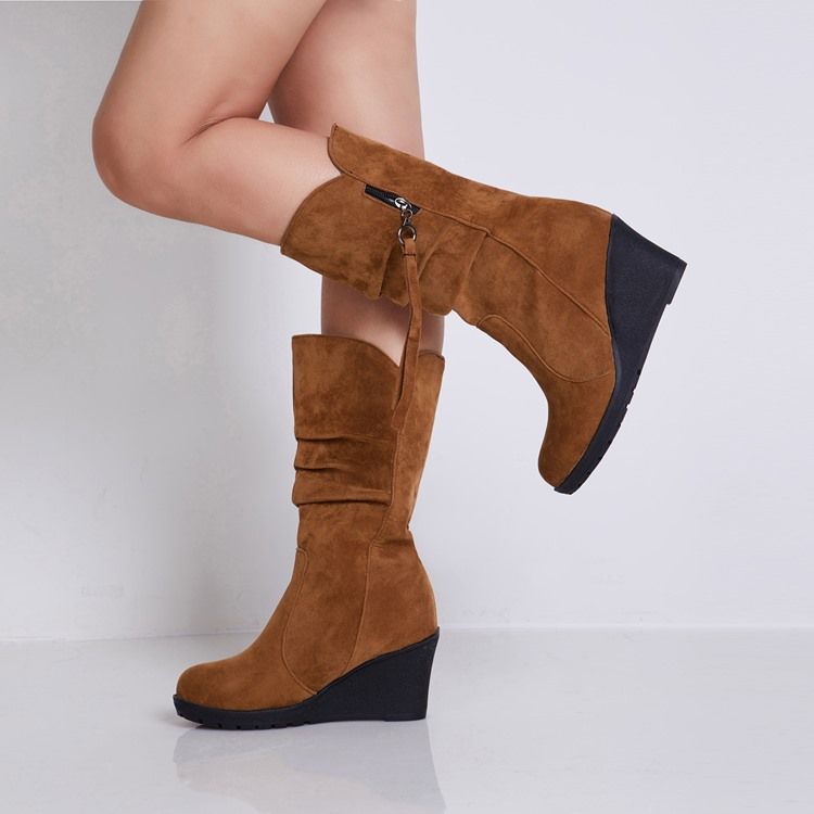 Bottes Pour Femmes À Bout Rond Et À Talon Compensé