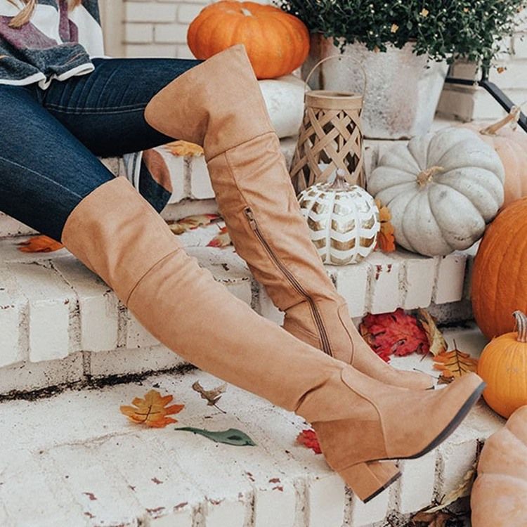 Bottes Pour Femmes Occidentales À Bout Rond Et À Glissière Latérale Unie