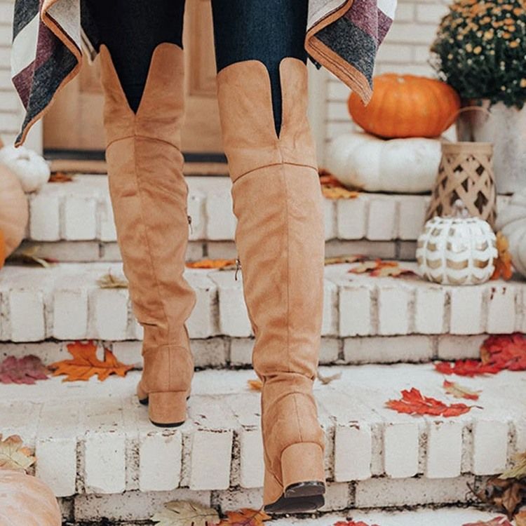 Bottes Pour Femmes Occidentales À Bout Rond Et À Glissière Latérale Unie