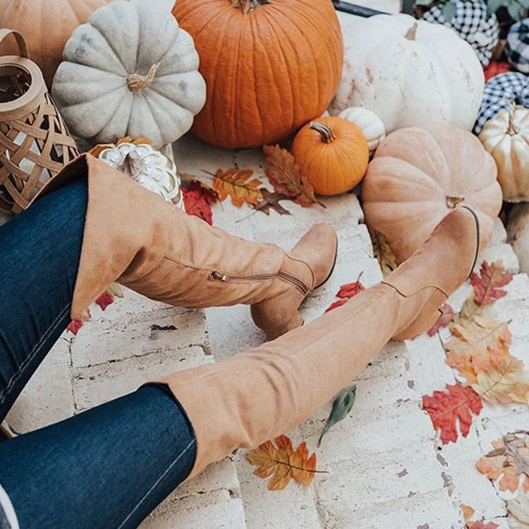 Bottes Pour Femmes Occidentales À Bout Rond Et À Glissière Latérale Unie