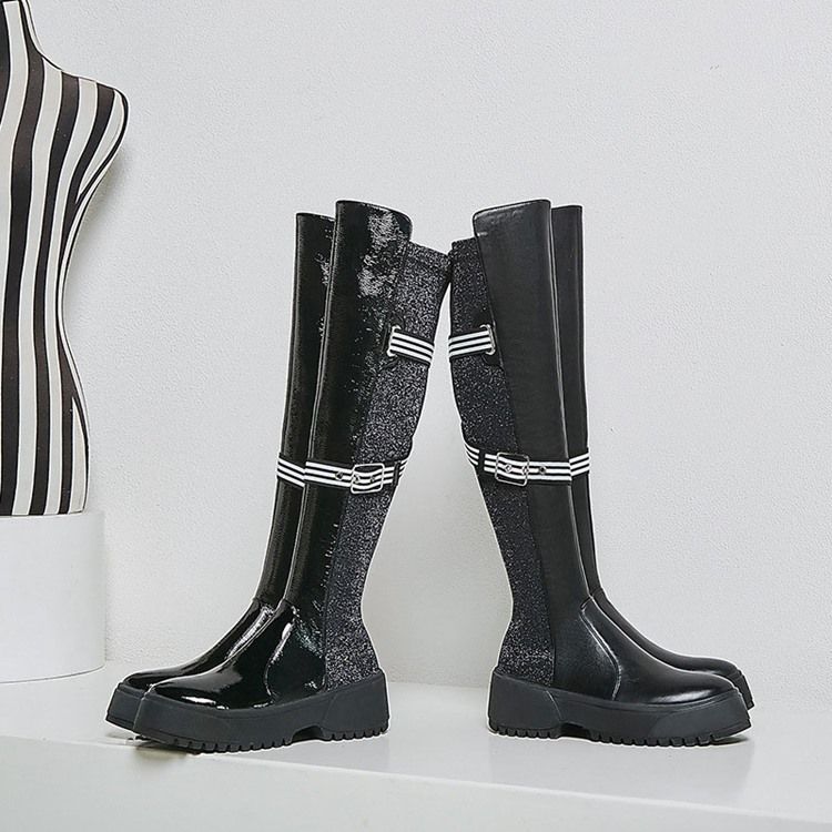 Bottes Hautes Personnalisées Pour Femmes À Bout Rond Et Fermeture Éclair Latérale