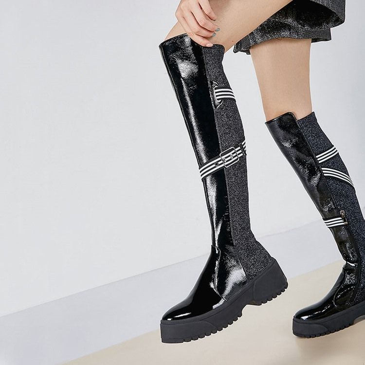 Bottes Hautes Personnalisées Pour Femmes À Bout Rond Et Fermeture Éclair Latérale