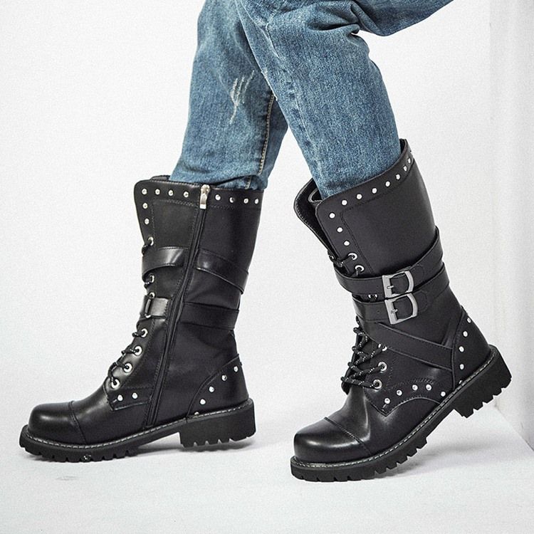 Bottes Pour Hommes À Bout Rond Et À Fermeture Éclair Sur Le Côté