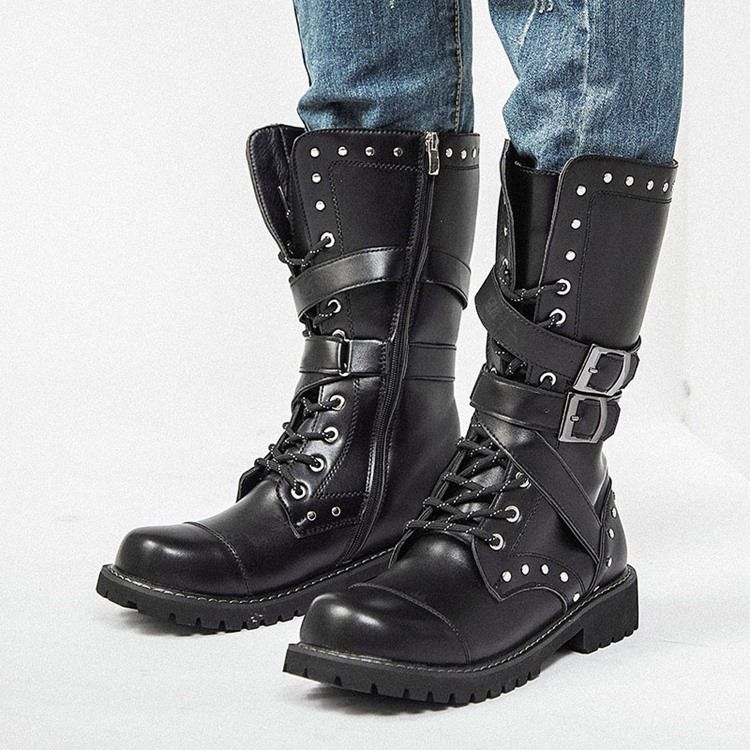 Bottes Pour Hommes À Bout Rond Et À Fermeture Éclair Sur Le Côté