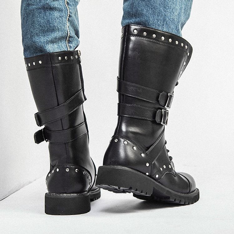 Bottes Pour Hommes À Bout Rond Et À Fermeture Éclair Sur Le Côté