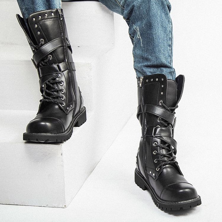 Bottes Pour Hommes À Bout Rond Et À Fermeture Éclair Sur Le Côté