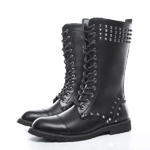 Bottes Pour Hommes À Bout Rond Et À Glissière Latérale Avec Rivets