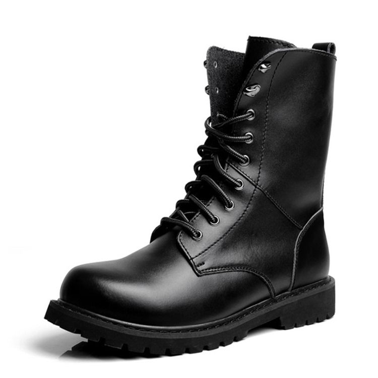 Bottes Martin Pour Hommes À Bout Rond Et À Lacets Sur Le Devant