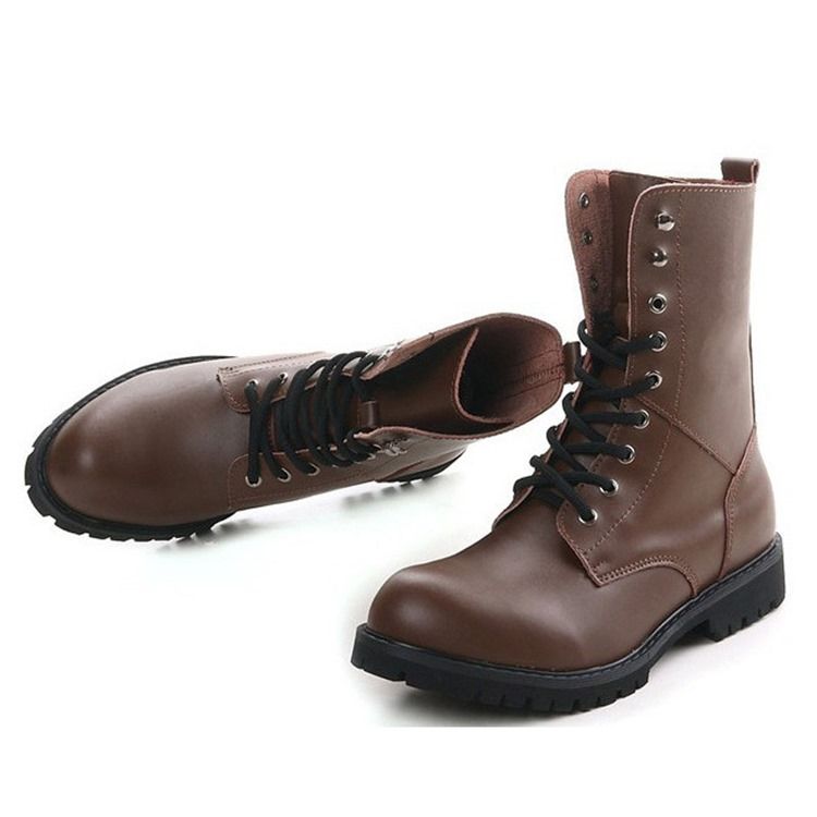 Bottes Martin Pour Hommes À Bout Rond Et À Lacets Sur Le Devant