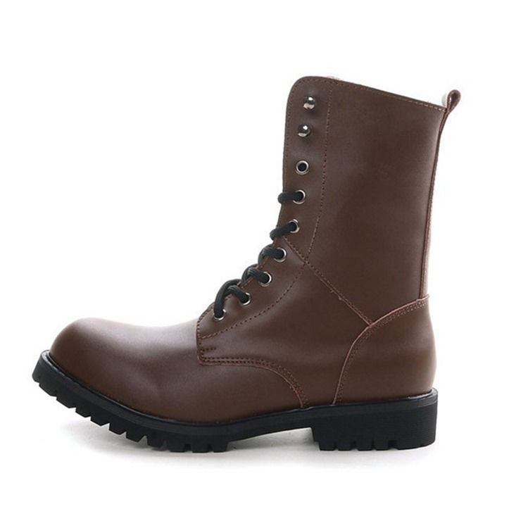 Bottes Martin Pour Hommes À Bout Rond Et À Lacets Sur Le Devant