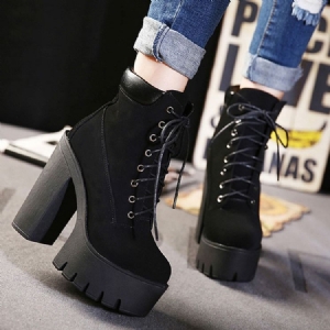 Bottes De Mode Pour Femmes À Bout Rond Et À Talons Épais