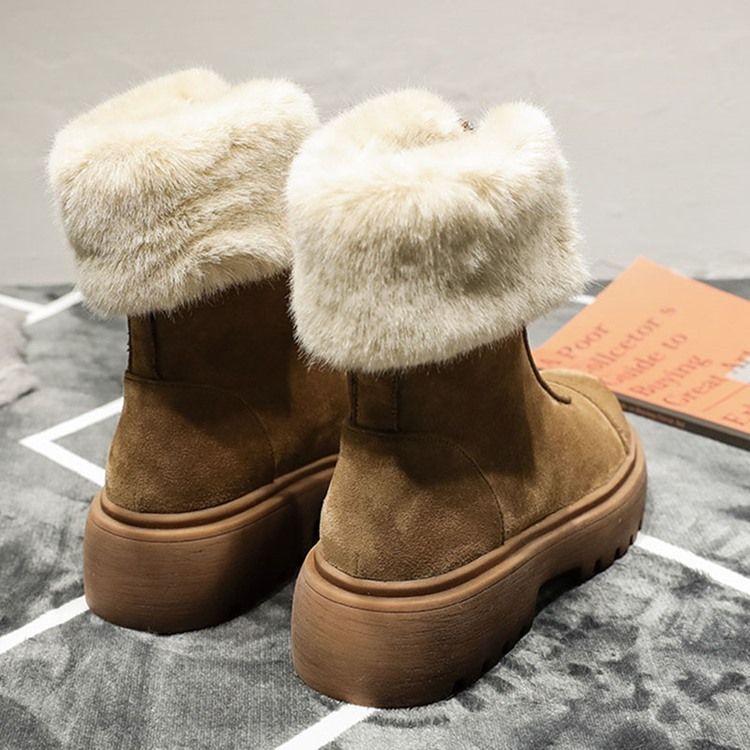 Bottes De Neige Pour Femmes À Bout Rond Et Fermeture À Glissière Avant En Pu